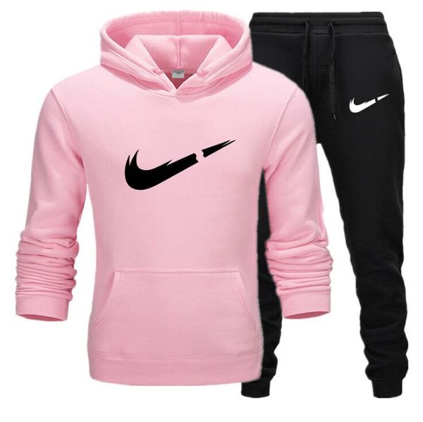 

new 2 piece set print men hoodies pant clothing set men ladies solid tracksuit pants suit female tracksuit cotton men tracksuits, Gray