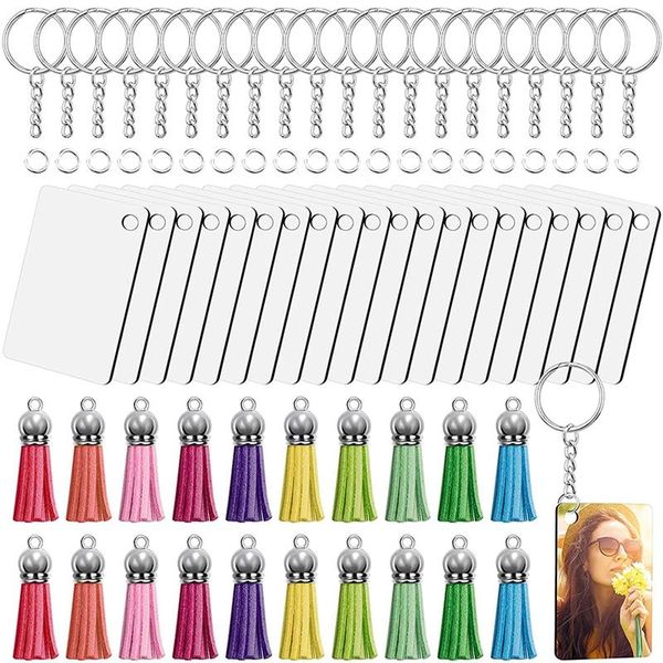 

hooks & rails sublimation keychain blank rectangle, tassel key ring suitable for diy office label art craft decoration