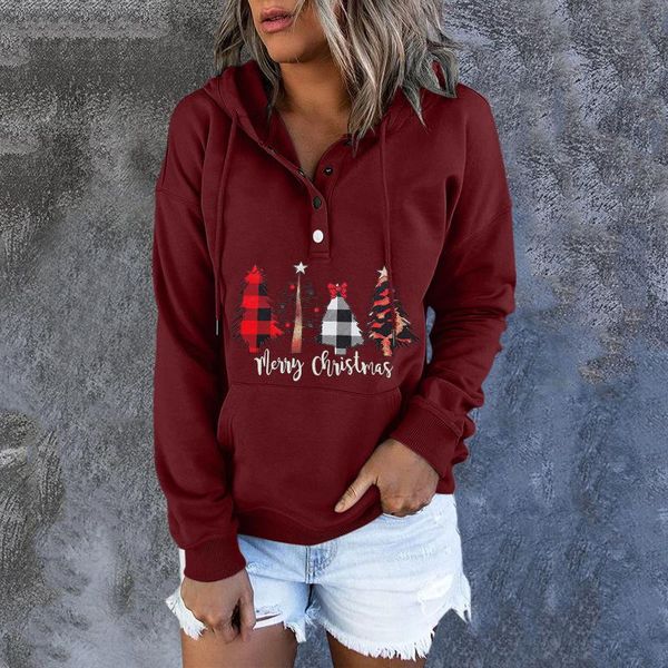 

women's hoodies & sweatshirts christmas sweatshirt women clothes winter woman print pullover female long sleeve casual loose #8, Black