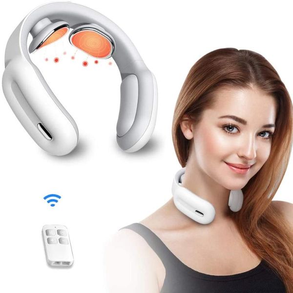 

electric massagers pulse neck massager for pain relief intelligent portable cordless deep tissue massage with heat christmas gifts mom