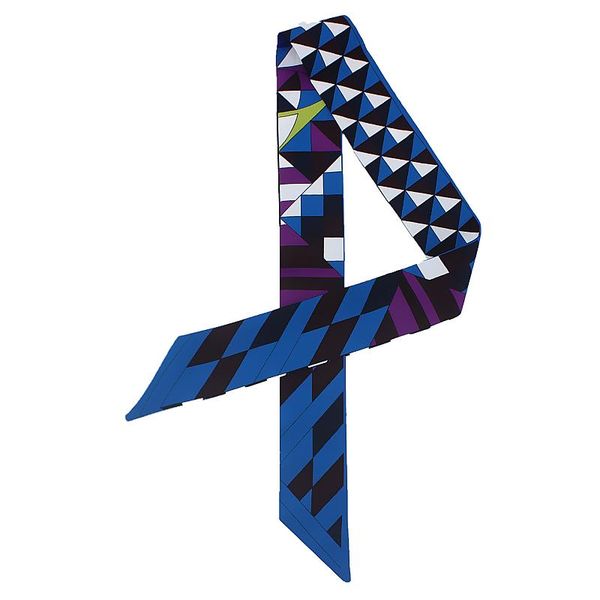 

scarves fashion 2021 skinny scarf women silk hair scarfs ladies bag handle ribbon tie twill print neckerchief shawl, Blue;gray