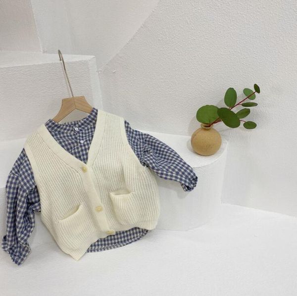 

2021 new girls knitted vest sweater cotton spring fashion girls cardigan vest 3-9 years yx300, Blue
