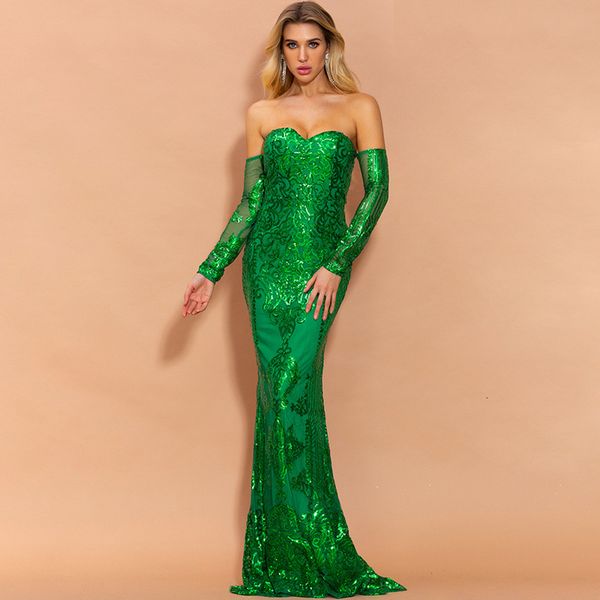 

2021 new abiye gece elbisesi shiny sequins green prom es long off the shoulder sleeves pageant formal gown vestidos de gala 7ne0, White;pink
