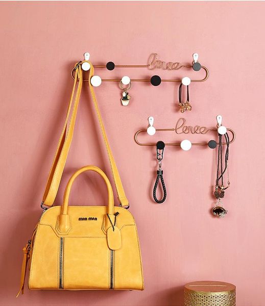 

hooks & rails 1pc letter metal gold coat rack wall bag handbag hanger decoration fitting room bedroom clothes scarf key hook qa 222