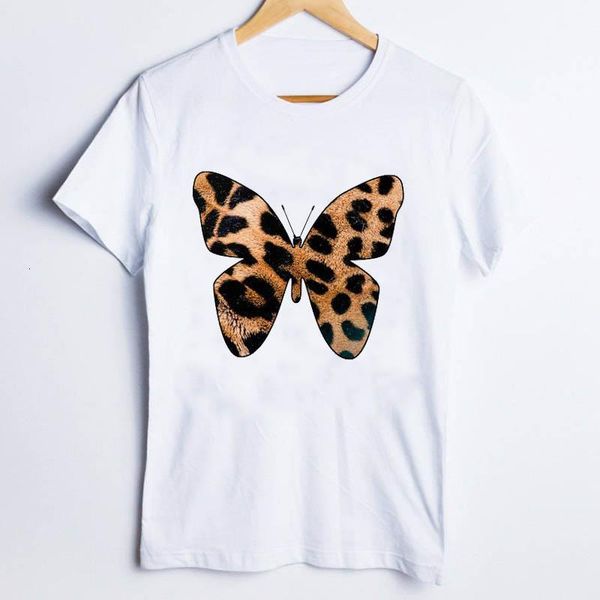 

tees for women cartoon leopard butterfly 90s style spring autumn fashion ladies clothes lady clothing female t t-shirt, White