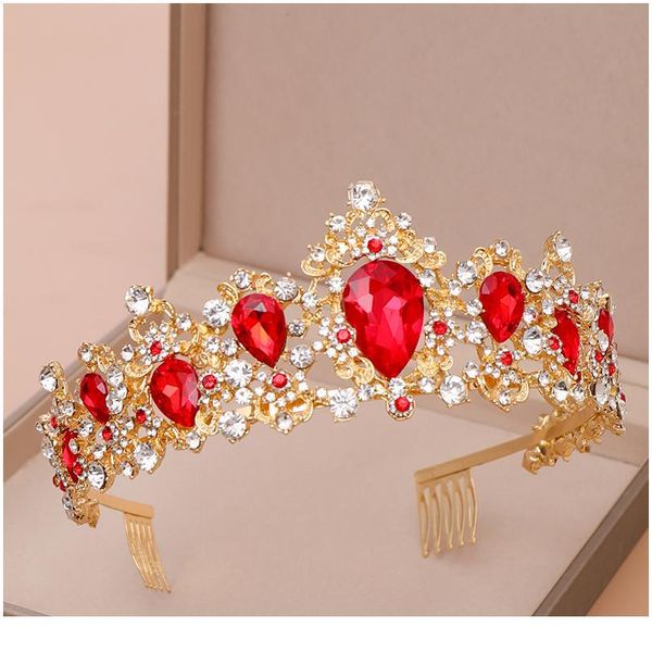 

ailibride tiara queen crown bridal hair jewelry red crystal rhinestone tiaras and crowns for bridal wedding hair acc qylyau, Silver