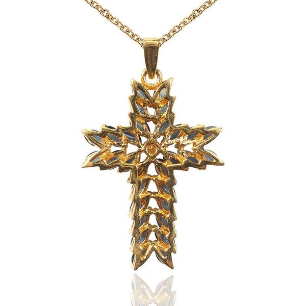 

pendant necklaces vintage luxury fashion gold color cross crystal necklace graceful for women party jewelry accessories gift, Silver
