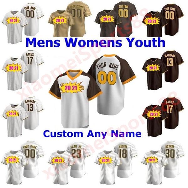 

new 2020 21 men women youth kids 23 fernando tatis jr 13 manny machado tony gwynn eric hosmer brown is back baseball jerseys, Blue;black