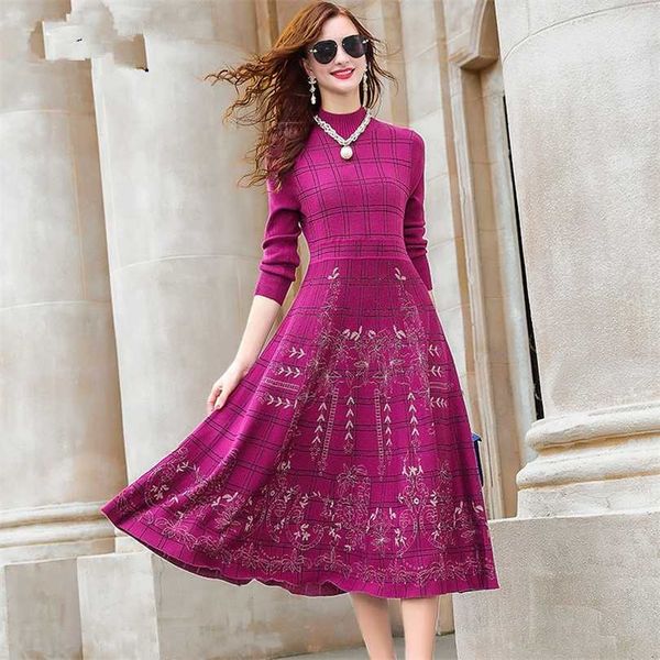 

autumn winter midi sweater dres staight knit short highneck female slim bodycon warm 211110, Black;gray