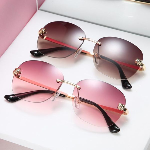 

mirrors women's rimless trimmed sunglasses, fashion color sunglasses