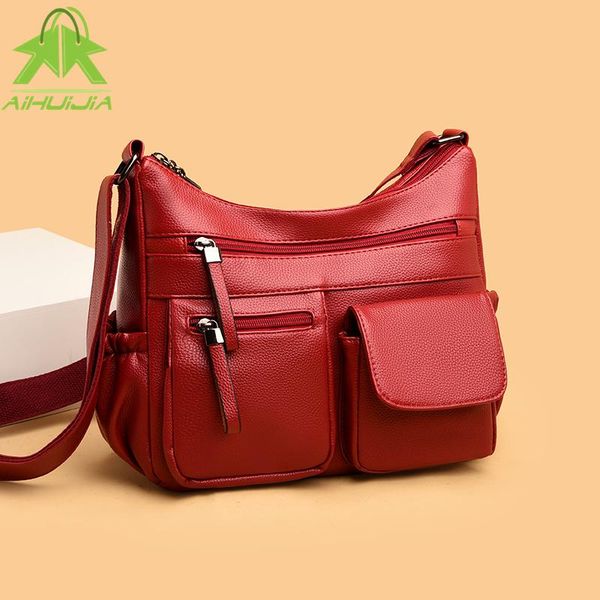 

evening bags women's soft pu leather shoulder casual multi-pocket classic crossbody bag luxury designer handbag and purse