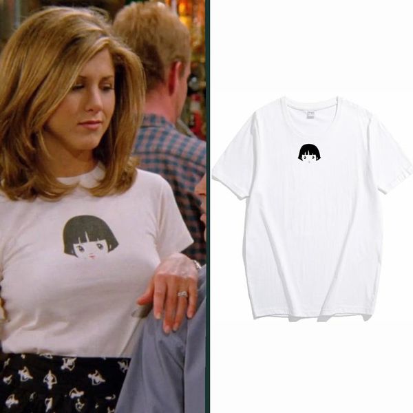 

women's t-shirt friends tv show rachel wearing baby doll cotton tshirt short sleeve oversized t shirt women kawaii fashion clothes stre, White