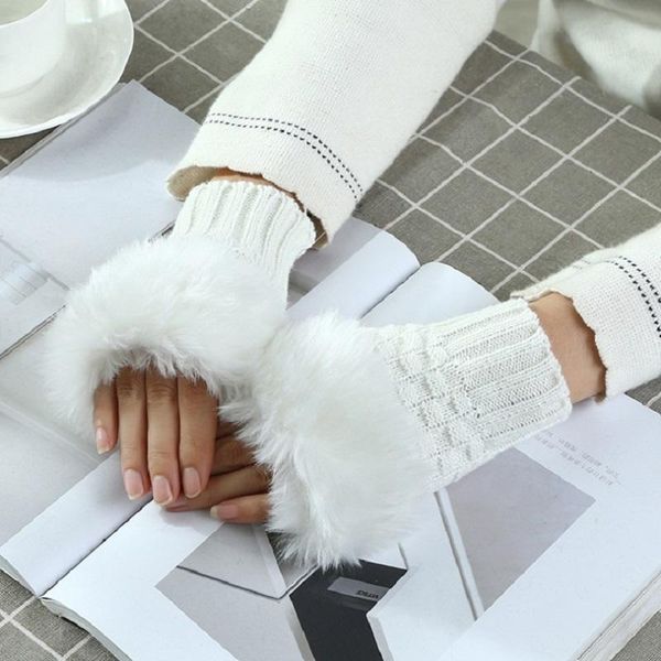

fingerless gloves the style autumn and winter women' pure color knitted wool yarn cold prevention keep warm half finger, Blue;gray