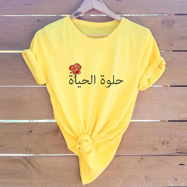 

women's t-shirt 100%cotton summer plus size tshirts fashion flower rose letter print short sleeve tees shirt kawaii woman clothes, White