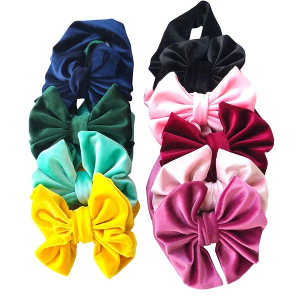 

hair accessories kids cross velvet floppy bows turban headband children bands head wrap twisted knot big bow headbands, Slivery;white