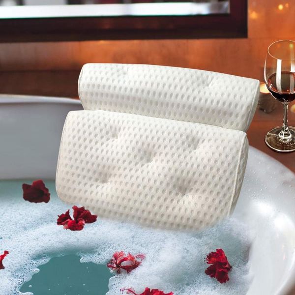 

pillow upgraded 4d air mesh softer breathable bath bathtub home spa bathroom for women & men accessories