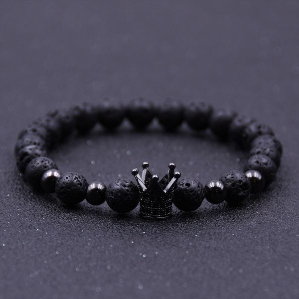 

special offer 70% off selling bracelet crown zircon volcanic micro copper bead bracelet, Black