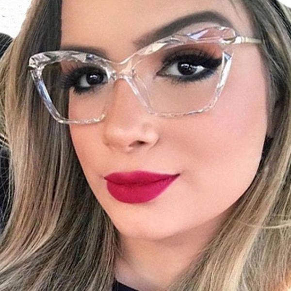 

sunglasses 2022 square cat eye eyeglasses women multi-section trending brand design optical glasses okulary, White;black