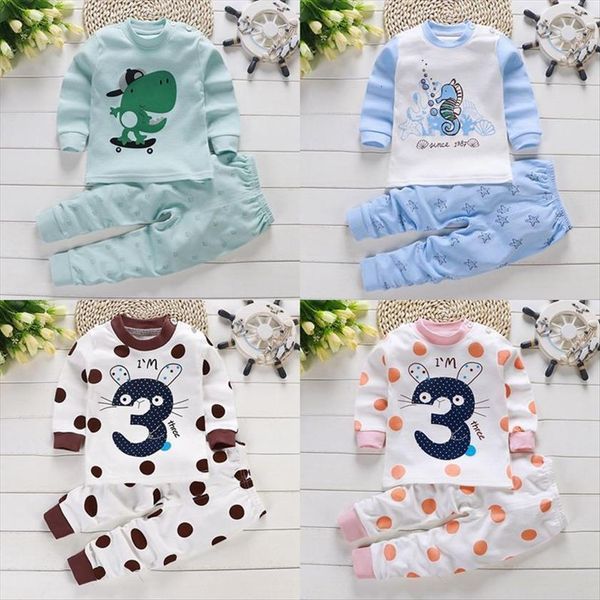 

autumn and winter childrens long sleeve pants wear set home pajamas, White