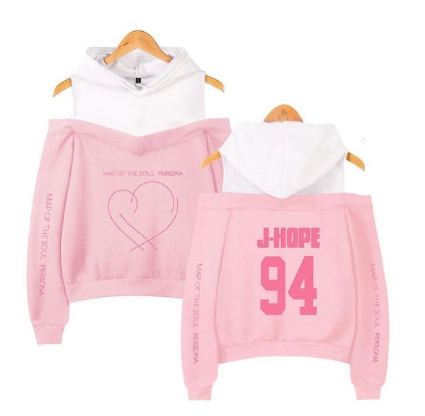 

kpop vsoul map person off shoulder hoodie sweatshirt women/men jimin rm jeong hip hop casual bangtan boys hoodies streetwear, Black