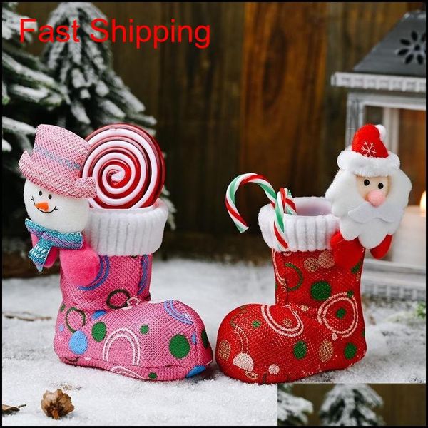 

cartoon santa snowman head christmas boots xmas kids candy gift bag new year home christmas tree decorations pendant stockings ovrop pgokj