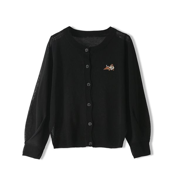 

female sleeve thin spring autumn mesh cardigans large size of cartoon embroidered sweaters ta6032 1wwq, White;black