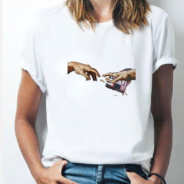 

women 2021 spring summer michelangelo fashion clothing print lady womens ladies graphic female t shirt t-shirts, White