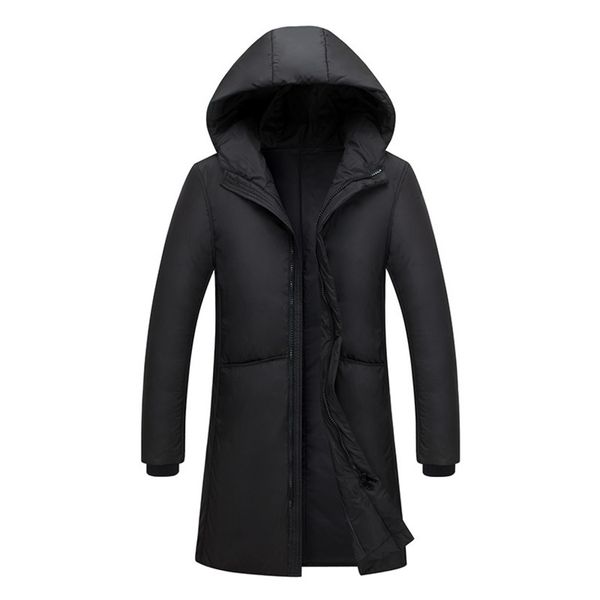

Men's winter medium and long 50% down Hooded et main push, Black