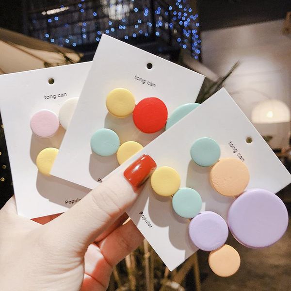 

hair accessories 2021 korea style simple clips rainbow color wood round ins cute candy pins for girl women fashion