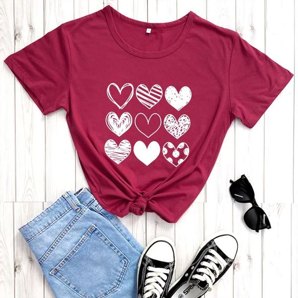 

women's t-shirt heart shirt arrival 100%cotton funny t love valentine's day shirts gift for her, White