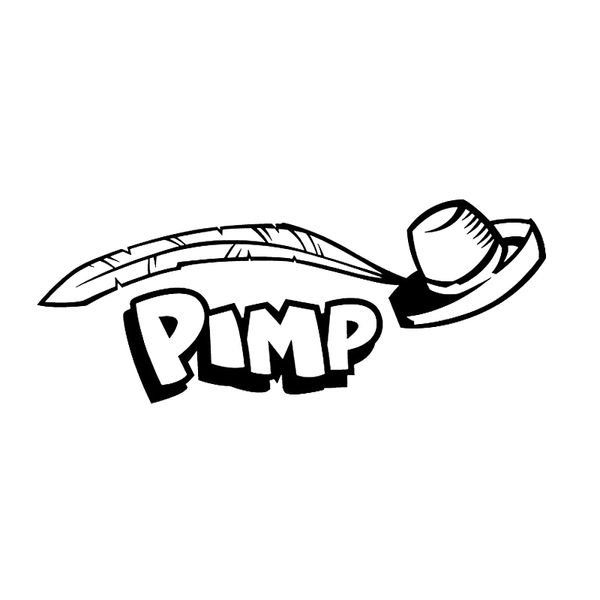 

16*6.4cm pimp feather and hat car truck lapbumper window vinyl decal sticker funny personality stickers