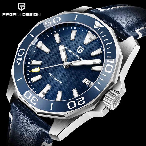 

pagani design men automatic watches brand luxury sapphire glass mechanical rvs, Slivery;brown