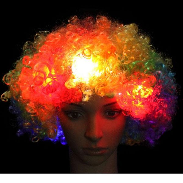 

novelty led light up flashing wavy colors clown hair wig football fans carnival party hair acc jllnvj, Blue;red