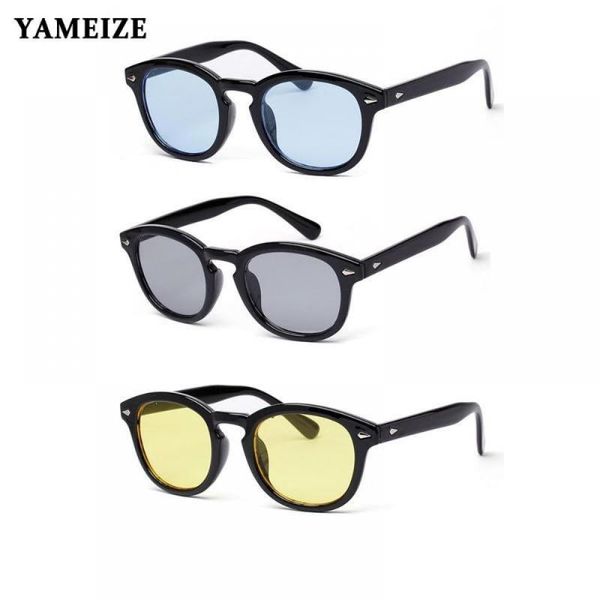 

sunglasses yameize round frame fashion men women classic vintage eyeglasses brand designer sun glasses plastic eyewear goggles, White;black
