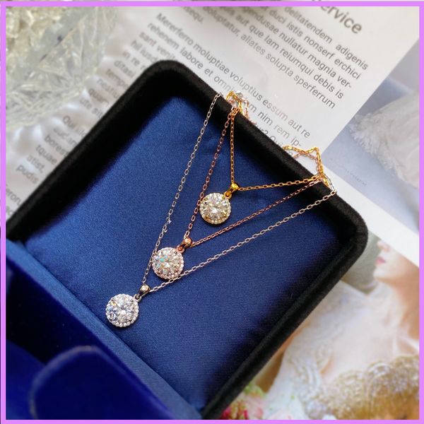 

2021 new women necklace round drill designer necklaces luxury mens fashion lady jewelry for gifts wedding party pendant necklace d218264f, Silver