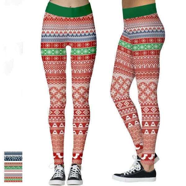 

yoga outfits prydyc autumn pants christmas digital print leggings women's tight sports stretch bottom for fitness, White;red