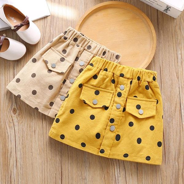 

baby kids toddler bay girl mini skirt casual elastic waist polka dots print button front a-line skirt 4-8years, Blue