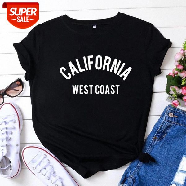 

sunfiz yf california west coast summer t shirt women short sleeve funny tshirt women cotton tee shirt camisetas mujer #pb73, White