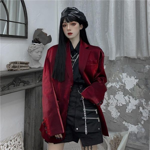 

women's jackets women jacket harajuku streetwear gothic coats oversize loose turn down collar solid casual female outwear autumn, Black;brown