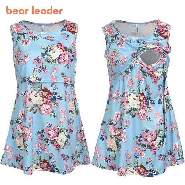 

bear leader postpartum women summer breast-feeding vests fashion maternity flowers print clothes casual t-shirts 210708, White