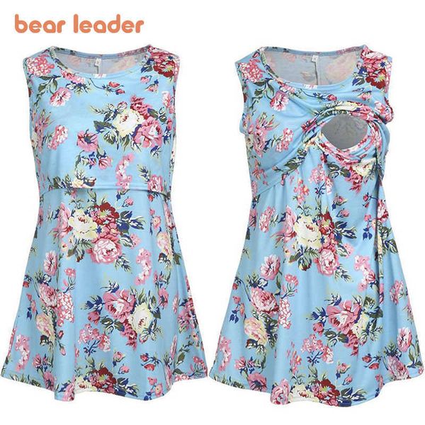 Bear Leader Dopo il parto Donna Estate Gilet allattamento Moda Maternità Fiori Stampa Top Abbigliamento T-shirt casual 210708