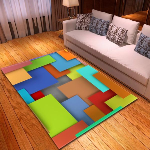

carpets children play colorful geometric decor floor rug bedside kitchen area soft anti-slip rugs for living room