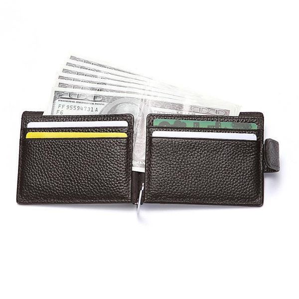 

rfid wallet genuine leather men carteira cowhide money clip hasp short slim business id credit card cases, Red;black