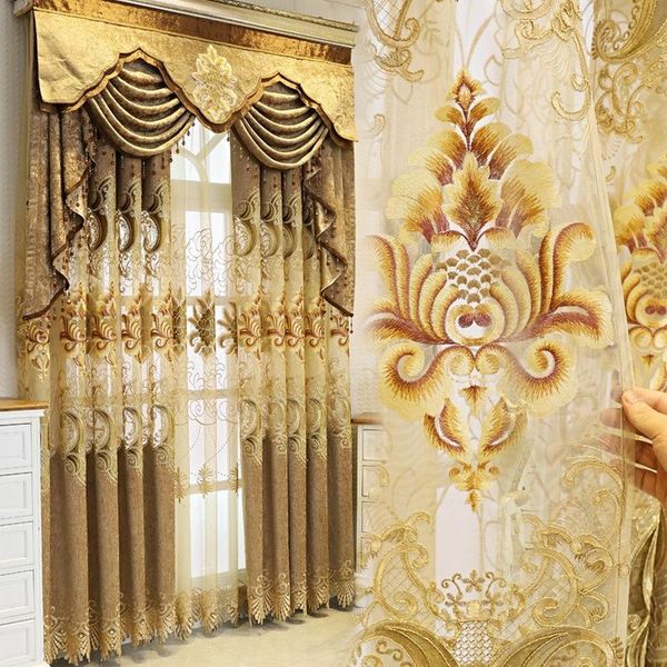 

curtain & drapes high-end curtains european blackout chenille embroidered for living room bedroom villa tulle valancede coration
