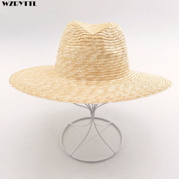 

2021 new mens womens summer jazz 100% crocheted wheat straw hat body diy craft millinery base fedora panama beach uv sun hats 53mv, Blue;gray