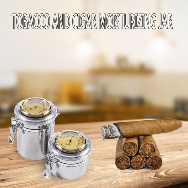

storage bottles & jars 2021 grade pp round humiditor jar with digital hygrometer stainless steel for taobacco coffee bean candy