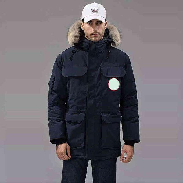 

mens down et fashion retro digner coat sportswear cashmere thickening imported ykk zipper collar white duck downs embroidery comfortable, Black