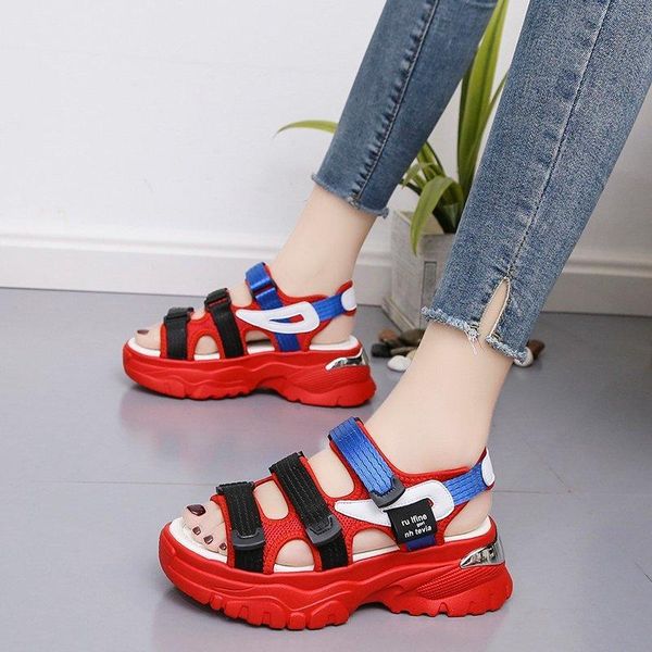 

sandals summer sandal women fashion chunky beach comfortable sandalias platform footwear plataforma mujer, Black