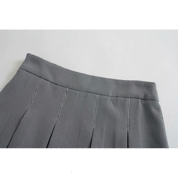

new ies 2021 houndstooth plied mini female high to line waist streetwear skirts m7os, Black