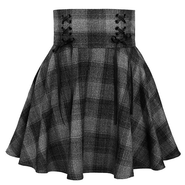 

skirts gothic harajuku skirt streetwear black grey plaid punk woman mini skater hip hop casual college lolita steampunk vintage